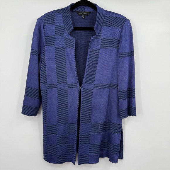 Ming Wang Sweaters - Ming Wang Cardigan Womens Medium Blue Purple Knit Church Professional Jacket